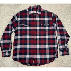 Jachs Mens Long Sleeve Plaid Button Up Flannel Shirt Shacket 100% Cotton Size XL